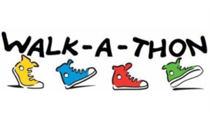 walk a thon logo with different colored chuck taylors